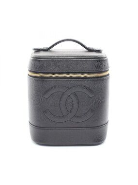 Chanel Handbag CC Logo Black Caviar Leather
